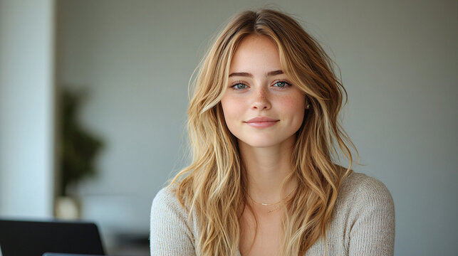 a woman with long hair