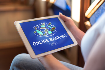 Online banking concept on a tablet