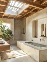 Modern Minimalist Bathroom With Natural Light And Plants