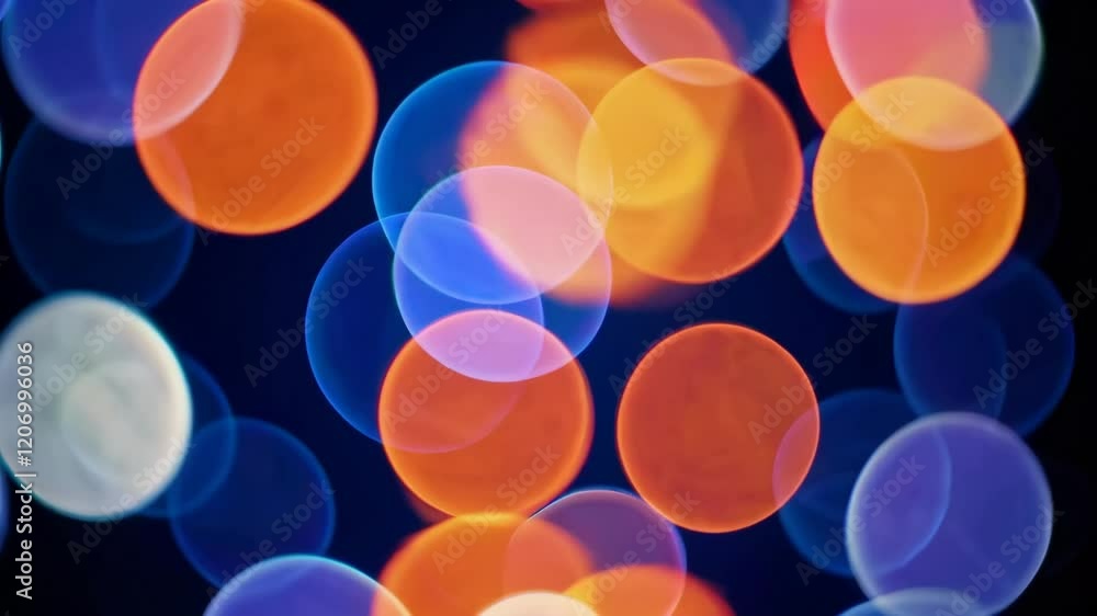 Poster colorful bokeh lights on dark background, abstract glowing circles. vibrant visual effect and festiv