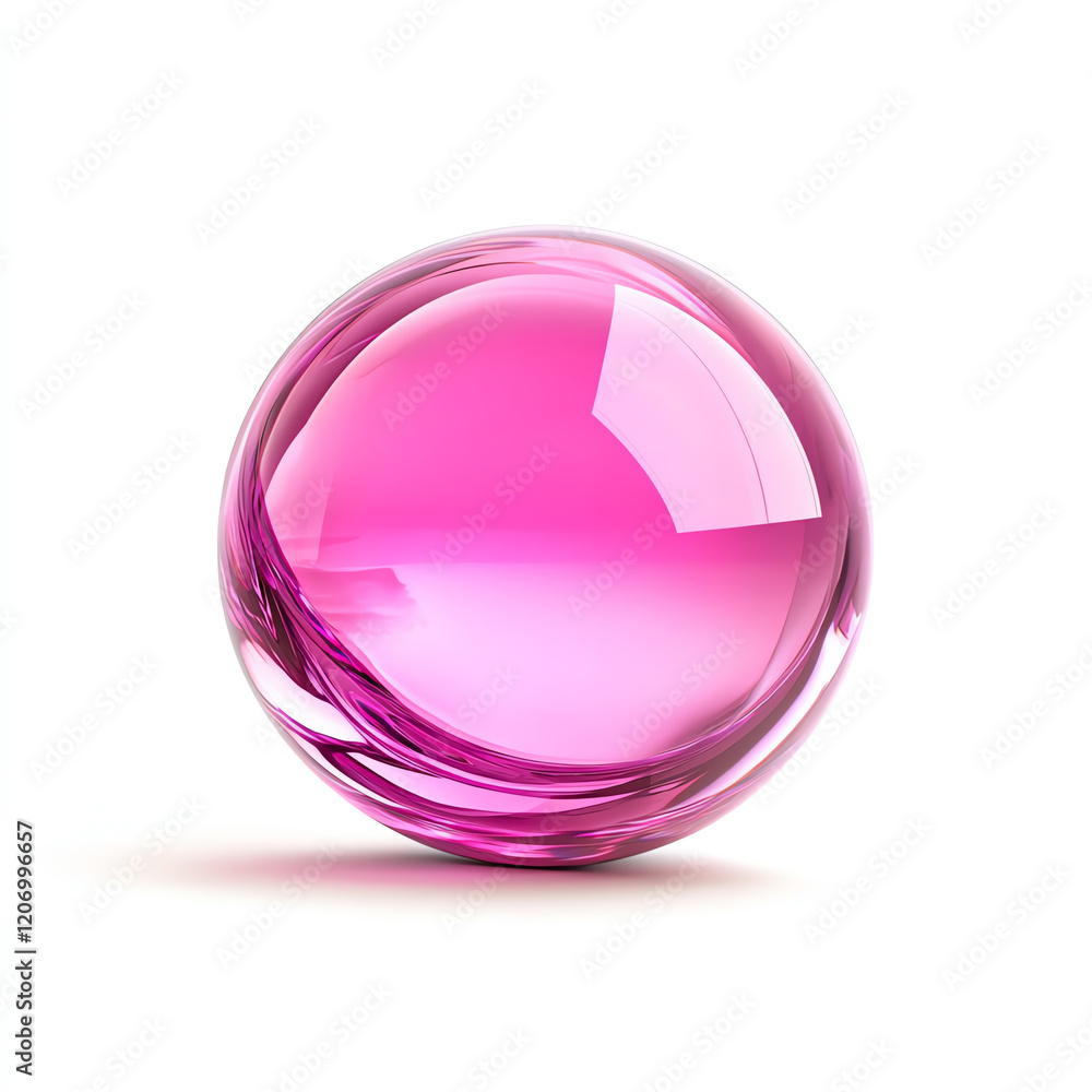 Poster a glossy pink sphere with a smooth surface reflecting light, perfect for creative design projects an