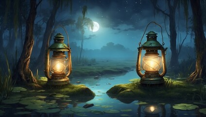 old lantern in the night