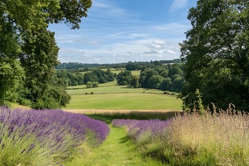 Lavender Fields and Scenic Countryside View