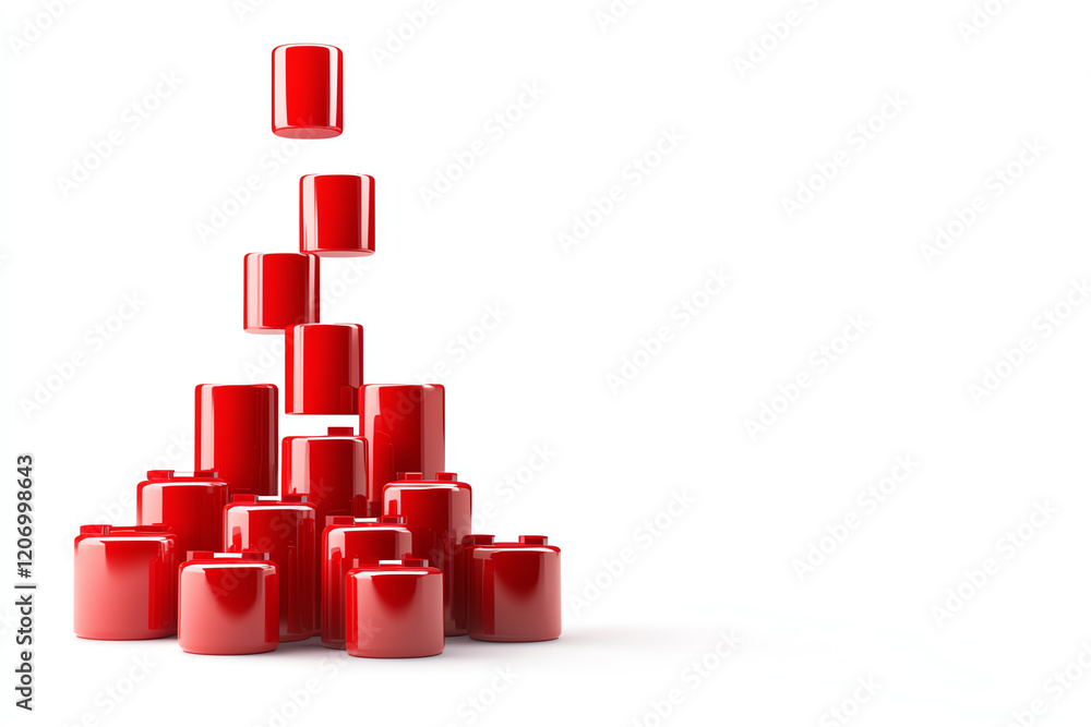 Aufkleber a creative arrangement of red geometric blocks stacked in various positions, symbolizing constructio