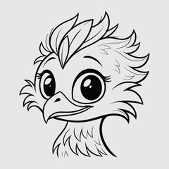 Fototapeta premium Adorable Baby Falcon Line Art Illustration