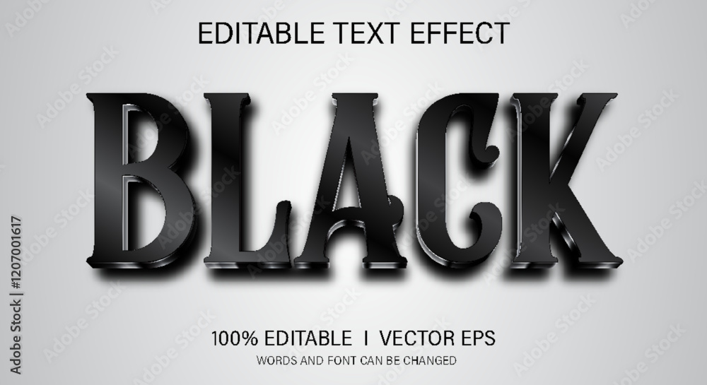 Aufkleber black 3d vector white background text effect with modern style design