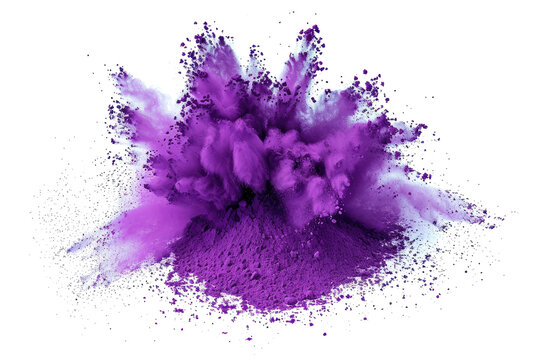 purple powder explosion creating a vibrant and dynamic abstract art piece