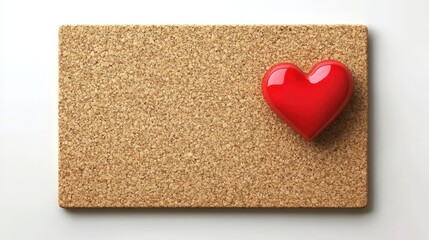 Empty Cork Board with Red Heart Shape Ideal for Valentine&rsquo;s Day Notes and Creative Presentations for Love Messages or Reminders