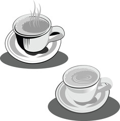 VECTOR TWO BLACK AND WHITE COFFEE CUPS