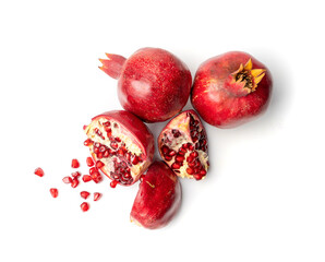 Pomegranate Isolated, Red Ripe Fruit, Fresh Sweet Organic Pomegranates