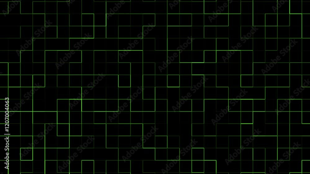 Poster Green matrix web dark abstract mosaic animation background