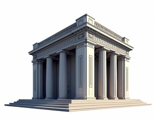 Obraz premium illustration of modern bank building architectural model isolated on white background. Generate AI
