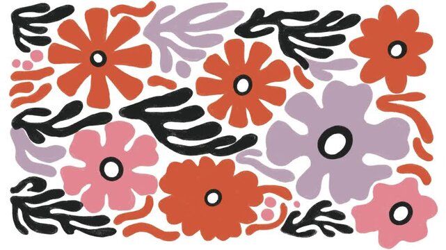 hand-drawn seamless pattern with flowers