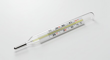 Glass Thermometer with Silver Tip Showing 98 F
