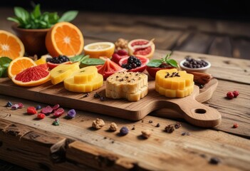 Aromatic treats lined up on a rustic wooden table , sweet treats, baking supplies, seasonal delights