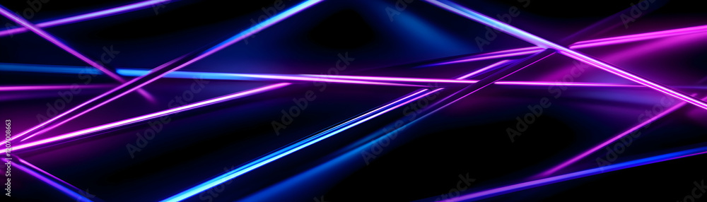 Poster vibrant, dynamic lines of blue and pink light creating a captivating, futuristic pattern against a d