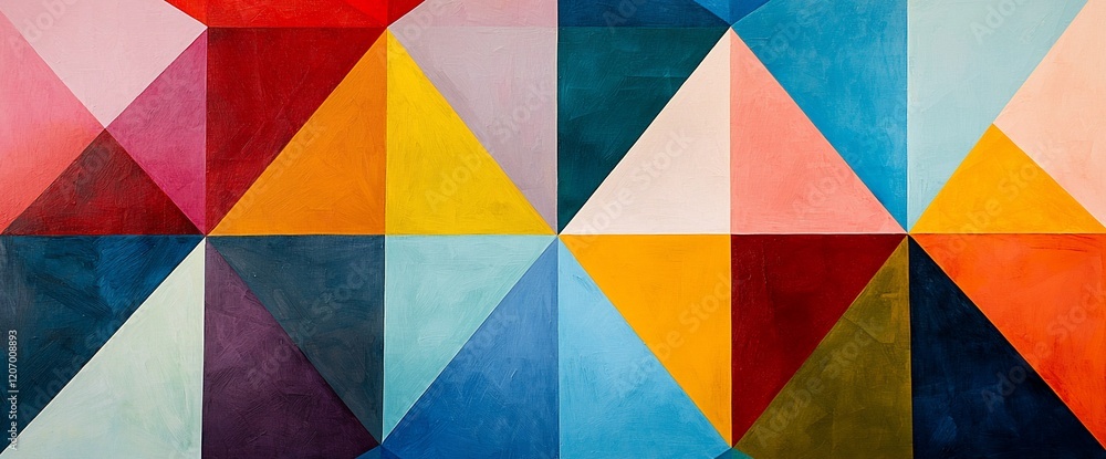 Poster Abstract colorful geometric triangle pattern artwork.