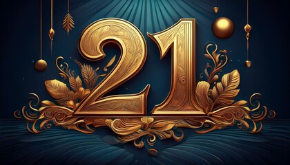 Number 21 gold. Generated image