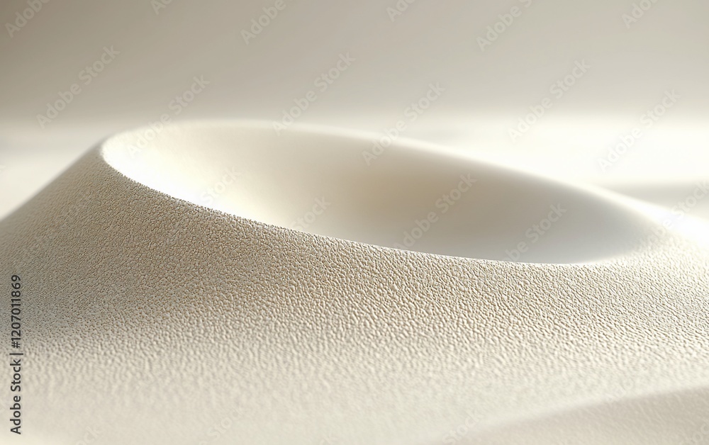 Poster abstract white textured surface with a concave shape, illuminated by soft light.