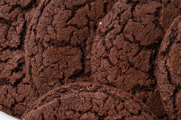 Chocolate cookies baked to perfection with a rich, textured surface showcasing their soft interior