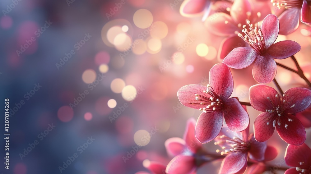 Poster beautiful pink blossoms in abstract background with soft bokeh effect creating a dreamy and serene a