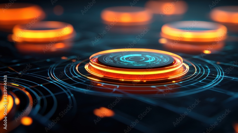 Aufkleber abstract network visualizations glowing on a futuristic analytics platform