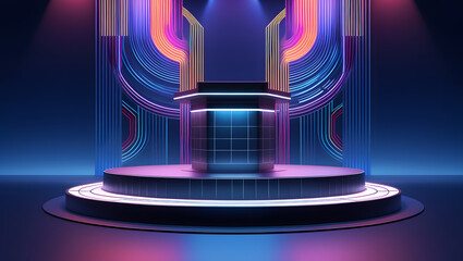 3D Render of Abstract Background with Podium for Product Showcase
