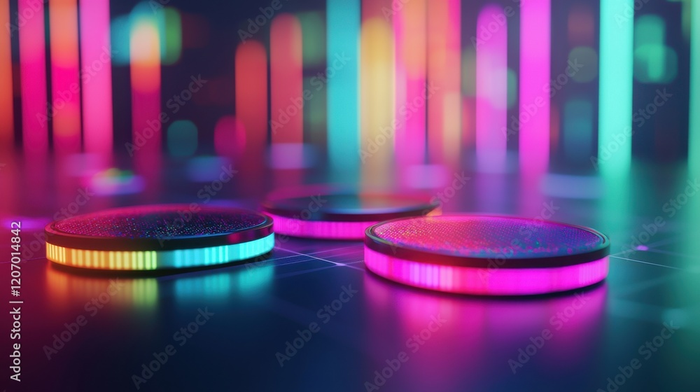 Aufkleber abstract network visualizations glowing on a futuristic analytics platform