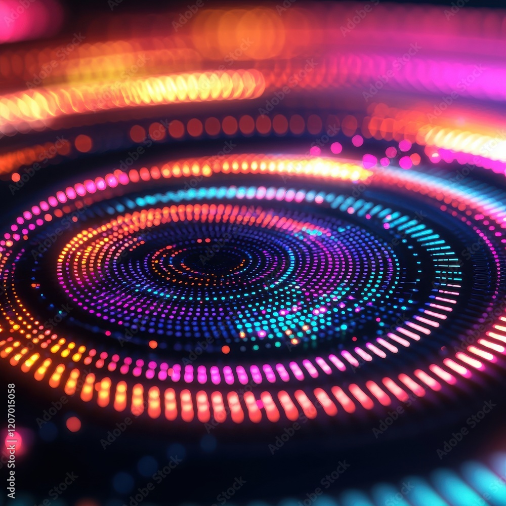 Poster abstract radial charts glowing with dynamic analytics layers