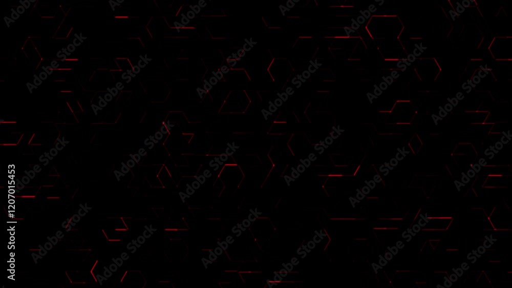 Poster Red and black abstract smooth futuristic zoom in hexagonal glowing grid animation