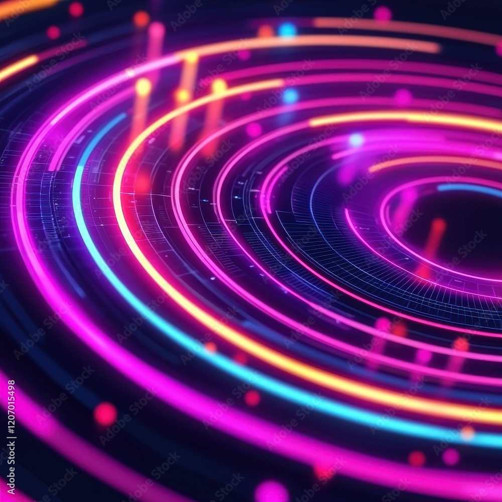 Poster abstract radial charts glowing with dynamic analytics layers