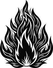 black fire flame with white background