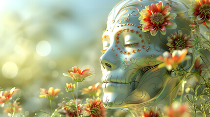 Fototapeta premium Sugar skull creative make up for halloween 