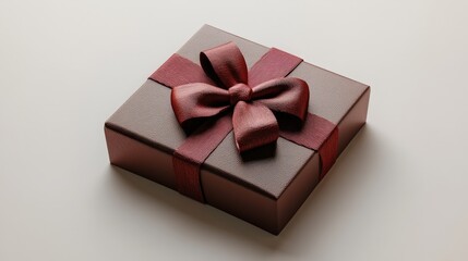 Elegant gift box wrapped in burgundy ribbon, perfect for presenting chocolates, sweets, or desserts on special occasions or celebrations