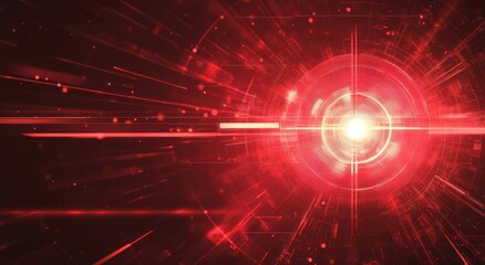 Fototapeta premium Abstract futuristic background with arrows and target, technology concept in red on dark background.