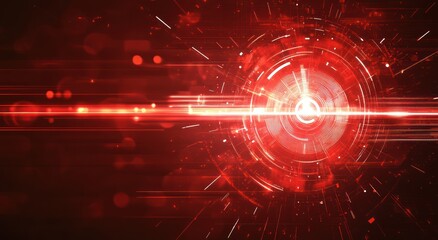Obraz premium Abstract futuristic background with arrows and target, technology concept in red on dark background.