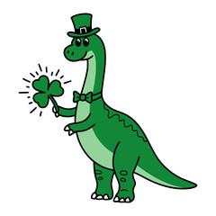 St. Patrick's Day Dinosaur with Shamrock