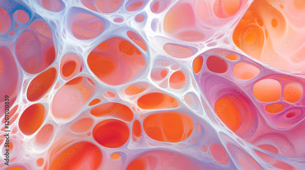 Aufkleber a vibrant abstract background featuring intricate patterns of bubbles and organic shapes in warm sha