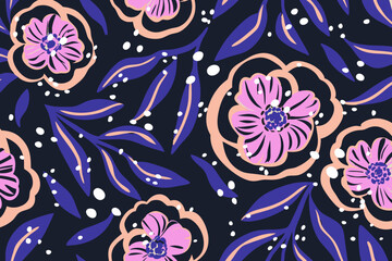 Modern  flower illustration background. Creative collage contemporary floral banner. Fashionable template for design