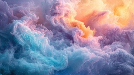 Fototapeta premium Sky Dreamy Cloud Soft, pastel colored clouds swirling in a dreamlike sky, evoking a sense of wonder and fantasy.