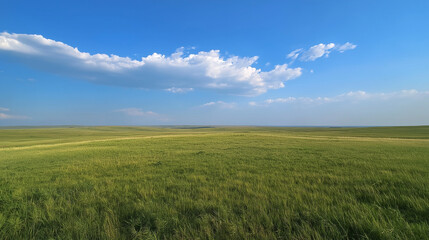 Fototapeta premium Blue sky with white clouds, panoramic view, high-resolution, professional photograph, Super-Resolution, Megapixel, Pro Photo RGB, Natural Lighting, global illumination, beautiful blue sky with white c