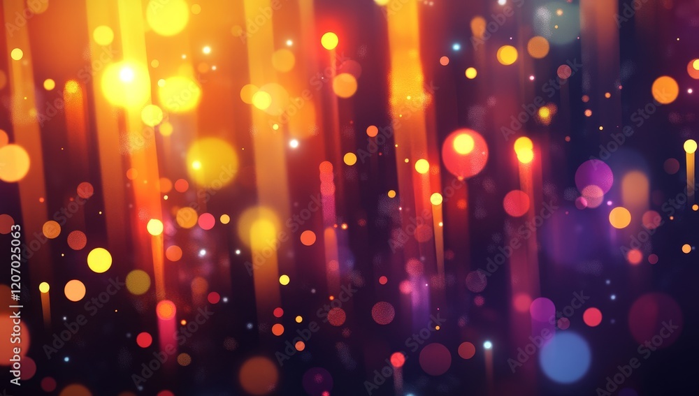Aufkleber Abstract colorful glowing background with bokeh lights and vertical lines.