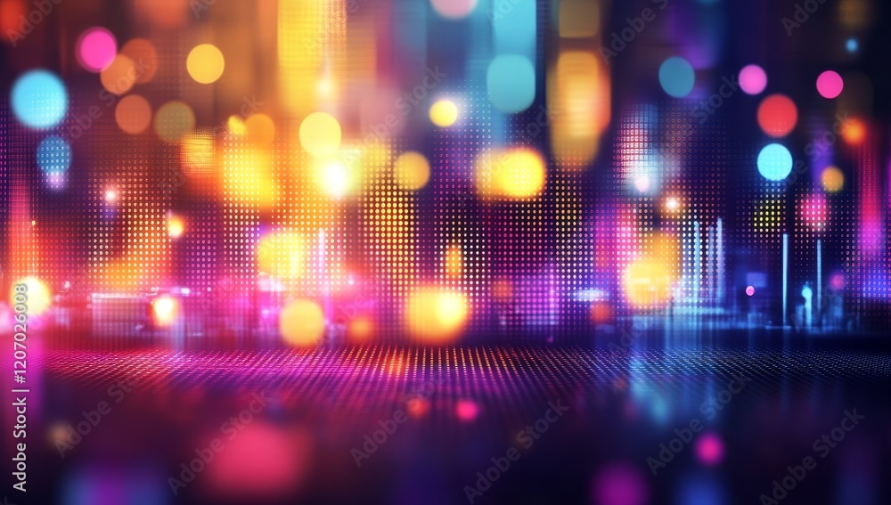 Poster abstract colorful city lights bokeh background.