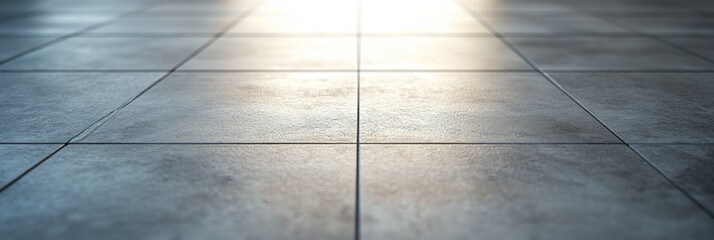 Sunlit Grey Tiles: Minimalist Abstract Background for Creative Design. High-Resolution Close-up of Empty Floor with Dramatic Lighting. Versatile Backdrop for Commercial and Interior Projects, Posters,