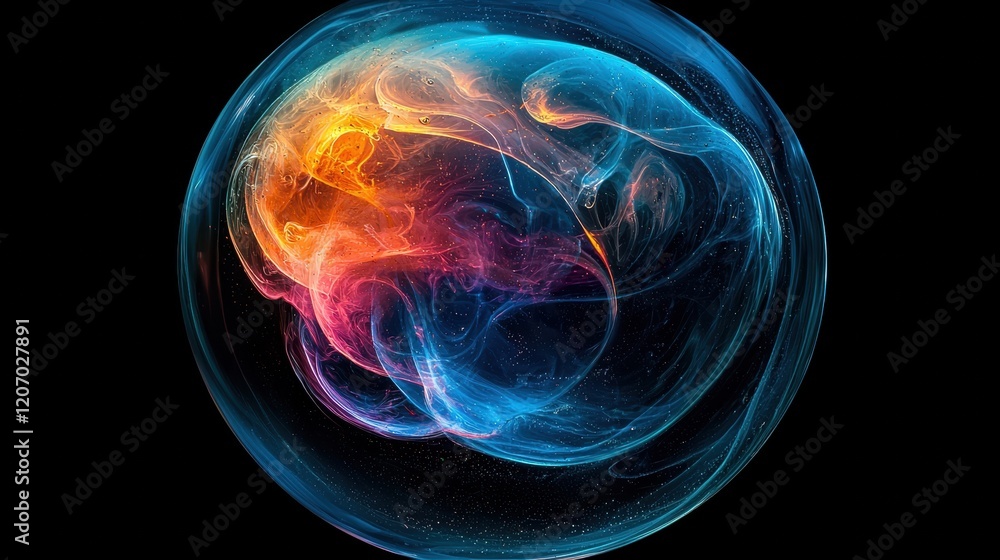 Poster colored oil bubble oil bubbles with a gradient of colors, creating a visually dynamic and captivatin
