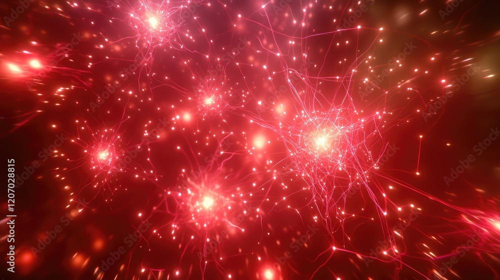 Poster abstract ai energy network with glowing lines forming interconnected nodes, surrounded by soft gradi
