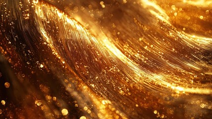Naklejka premium Gold Abstract Texture Close up of a gold metallic surface with a brushed texture and subtle light reflections, conveying a sense of elegance and sophistication.