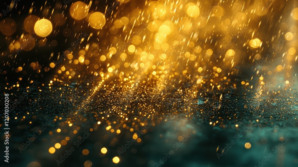 Poster gold bokeh and light effect gold bokeh overlay on a blurred background, adding a touch of sparkle an