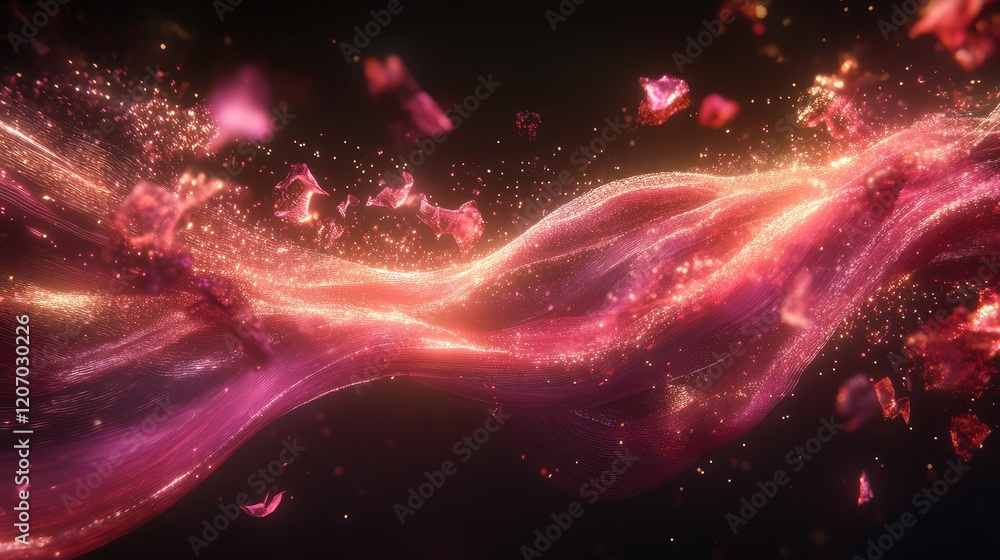 Poster abstract digital wave glowing with analytics charts and holographic displays, symbolizing big data v