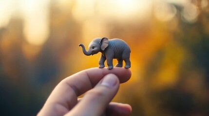 Tiny Elephant on a Finger